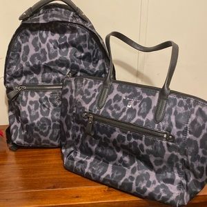Michael Kors back pack and tote set, gray leopard